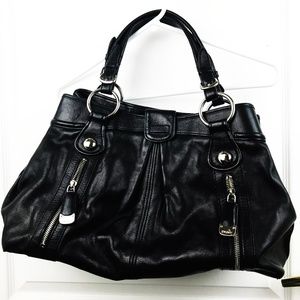 DKNY Black Leather Large Purse Hobo Silver PB1
